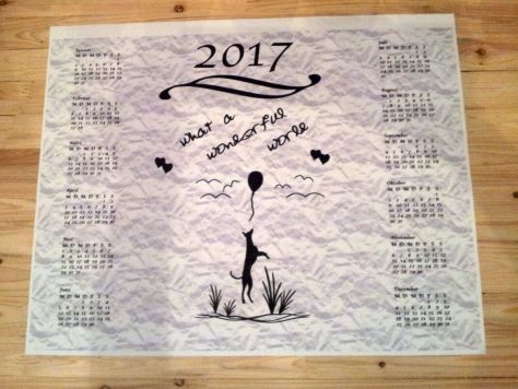 abwaschbare Unterlage - Kalender 2017 mit Windhund-Motiv, ca. 62x48cm)
